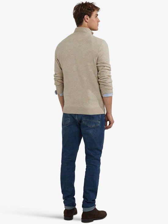 McGregor Half Zip Trui Merinowol Structuur Zand - Maat S - Heren - Truien