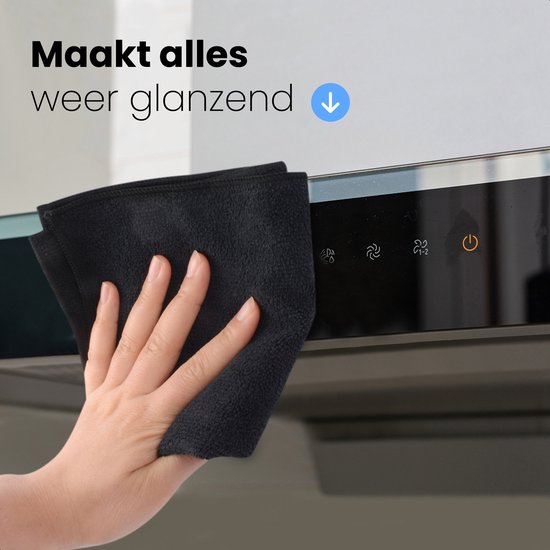 LUFT Microvezel doekjes - 14 stuks - 30x30cm - Geschikt voor raam, schoonmaak, ruiten, auto - Wisser - Reiniger - Schoonmaak doeken - Poets doek - Droogdoek - Vaatdoekjes - Zwart