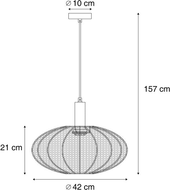 QAZQA bida - Japandi Hanglamp - 1 lichts - Ø 42 cm - Beige - Woonkamer | Slaapkamer | Keuken