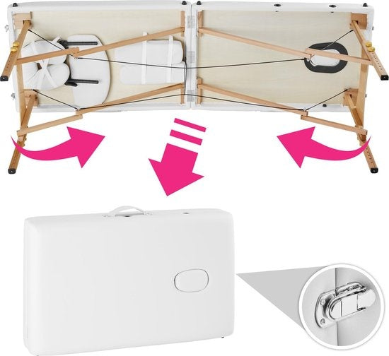 tectake® - Massagetafel Behandeltafel - matras van 7,5 cm hoog + rolkussens en draagtas - behandelbank – incl. opbergtas – opvouwbaar