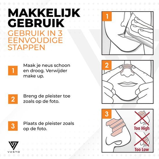 Vesto® 100 Stuks Anti Snurk Pleisters – Neusstrips – Snurken – Neusspreider – Beter Slapen Producten – Nachtrust Neuspleisters