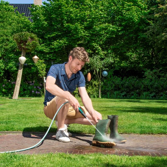 VONROC Slanghaspel set – Incl. 15m tuinslang, spuitstuk, slangkoppelingen, kraanaansluiting