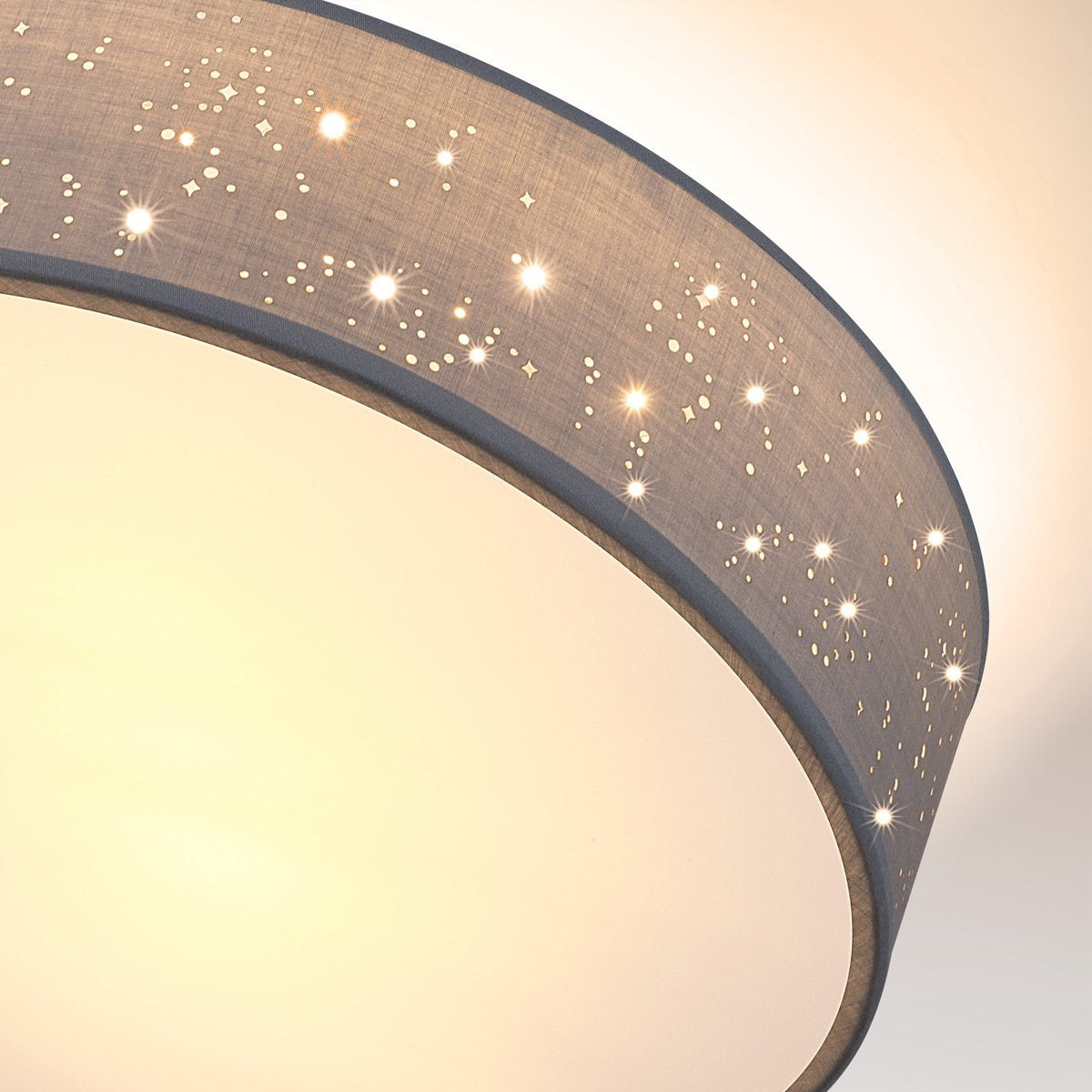 Plafondlamp – Sterrenhemel – Rond - Ø 30cm – 40 Watt - Stof -Grijs