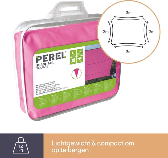 Perel Schaduwdoek, waterafstotend, 2 x 3 m, 160 g/m², polyester, rechthoek, fuchsia