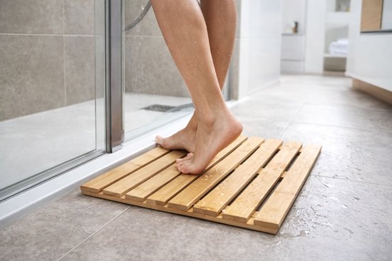 Ceruzo Douchemat Bamboe – Antislip Badmat – 50 x 30 cm – Saunamat