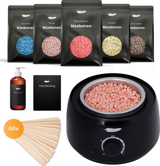 Ruby Wax apparaat set - incl 100 gram Wax beans - Ontharings - apparaat - Heater - Verwarmer - Korrels - Parels - Hars - Ontharing - Zwart