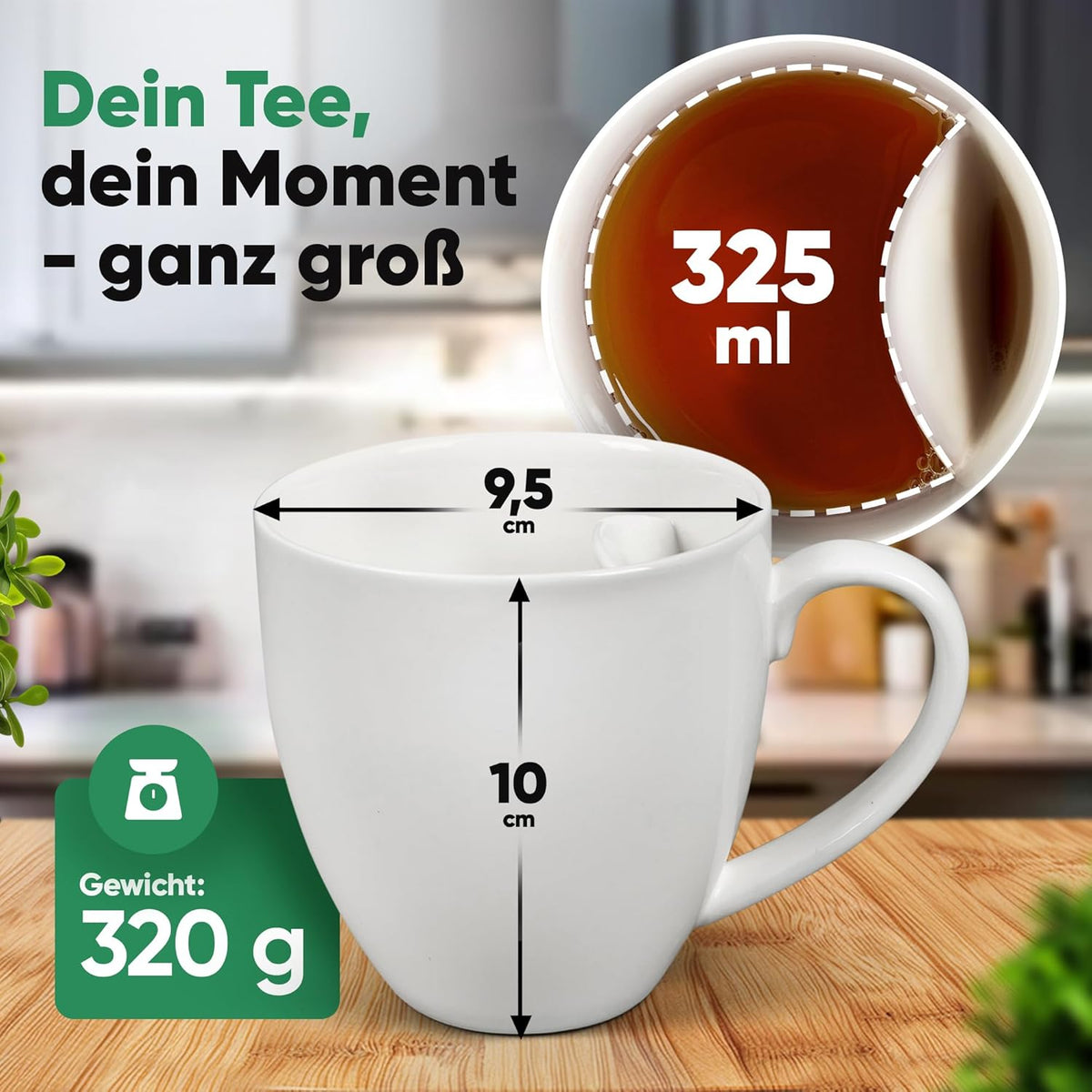 Neighbour's Friend Gepatenteerde theemok wit met zakjeshouder I Keramische mok groot 325ml I Theemok steengoed I Keramische mok voor thee I Vaatwasmachinebestendige theemokken I Modern design voor theedrinkers