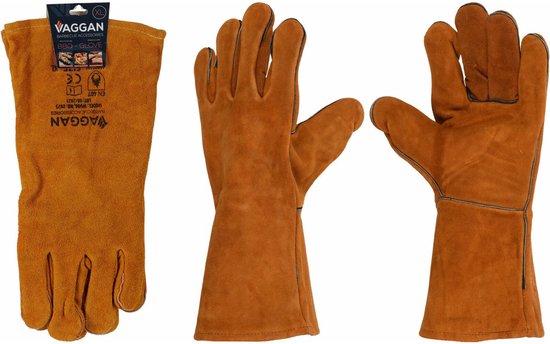 Vaggan BBQ handschoenen - leder - camel bruin - hittebestendig tot 250 graden