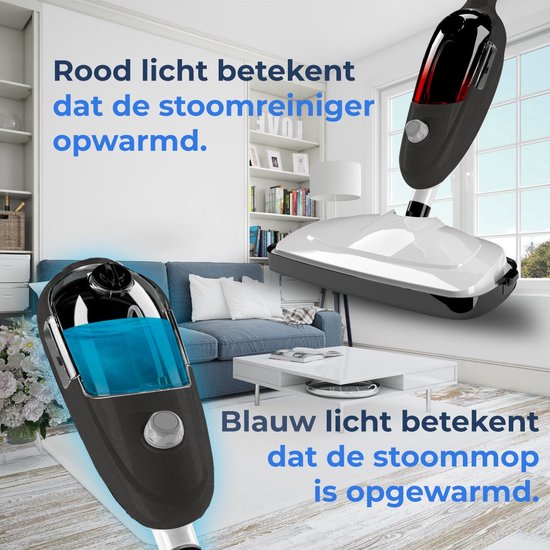 Stoomreiniger 2 in 1 - Handstomer - Vlekkenreiniger - Met 8 Opzetstukken en 2 Microvezeldoeken - Bank, Vloer, Badkamer en Tapijt Reinigen - Zwart