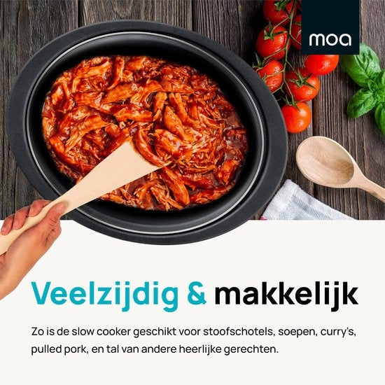 MOA Digitale Slowcooker 6,5 liter - RVS - BPA vrij - SC65D - Zilver