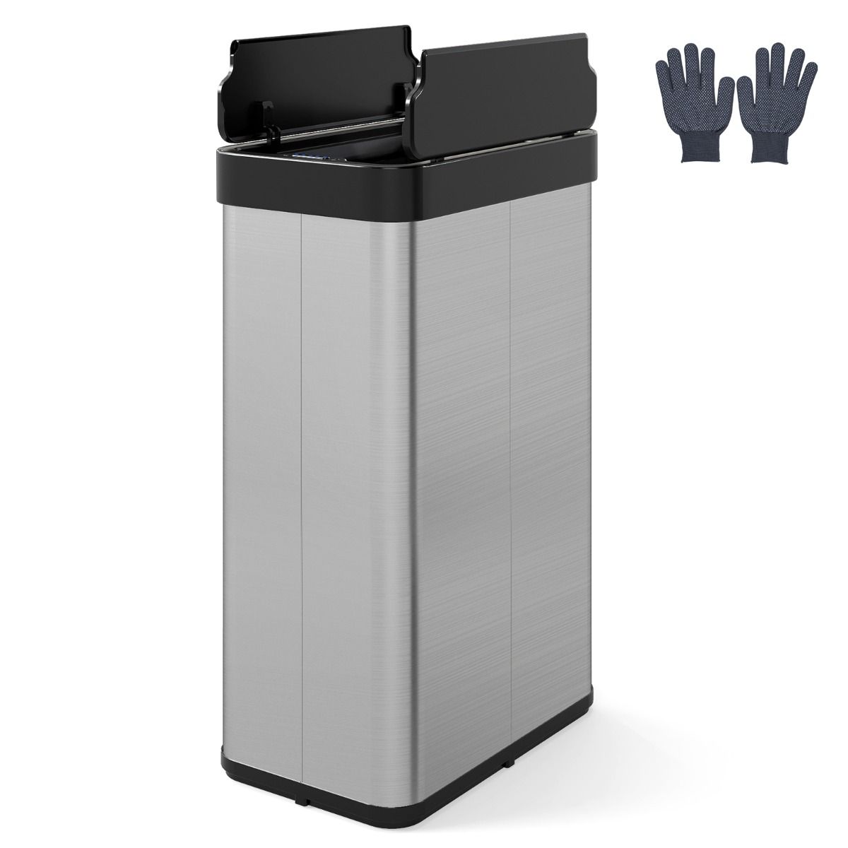 Coast Sensor Prullenbak - automatische opening en sluiting - 60 liter - zwart/zilver