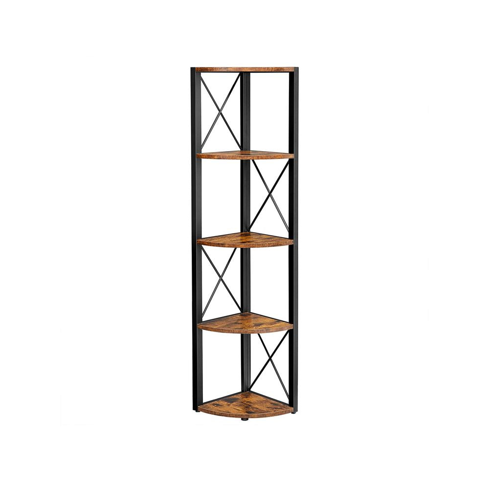 Vasagle Hoekplank met 5 Niveaus - Vintage Bruin/Zwart - 30 x 30 x 160 cm