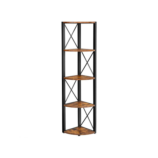Vasagle Hoekplank met 5 Niveaus - Vintage Bruin/Zwart - 30 x 30 x 160 cm
