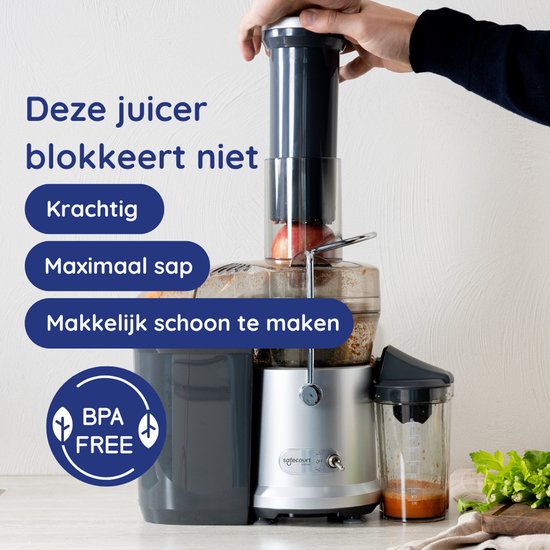 Safecourt Kitchen Sapcentrifuge - Juicer voor Groenten & Fruit - Grote Vulopening - 3 snelheden - 1200 Watt