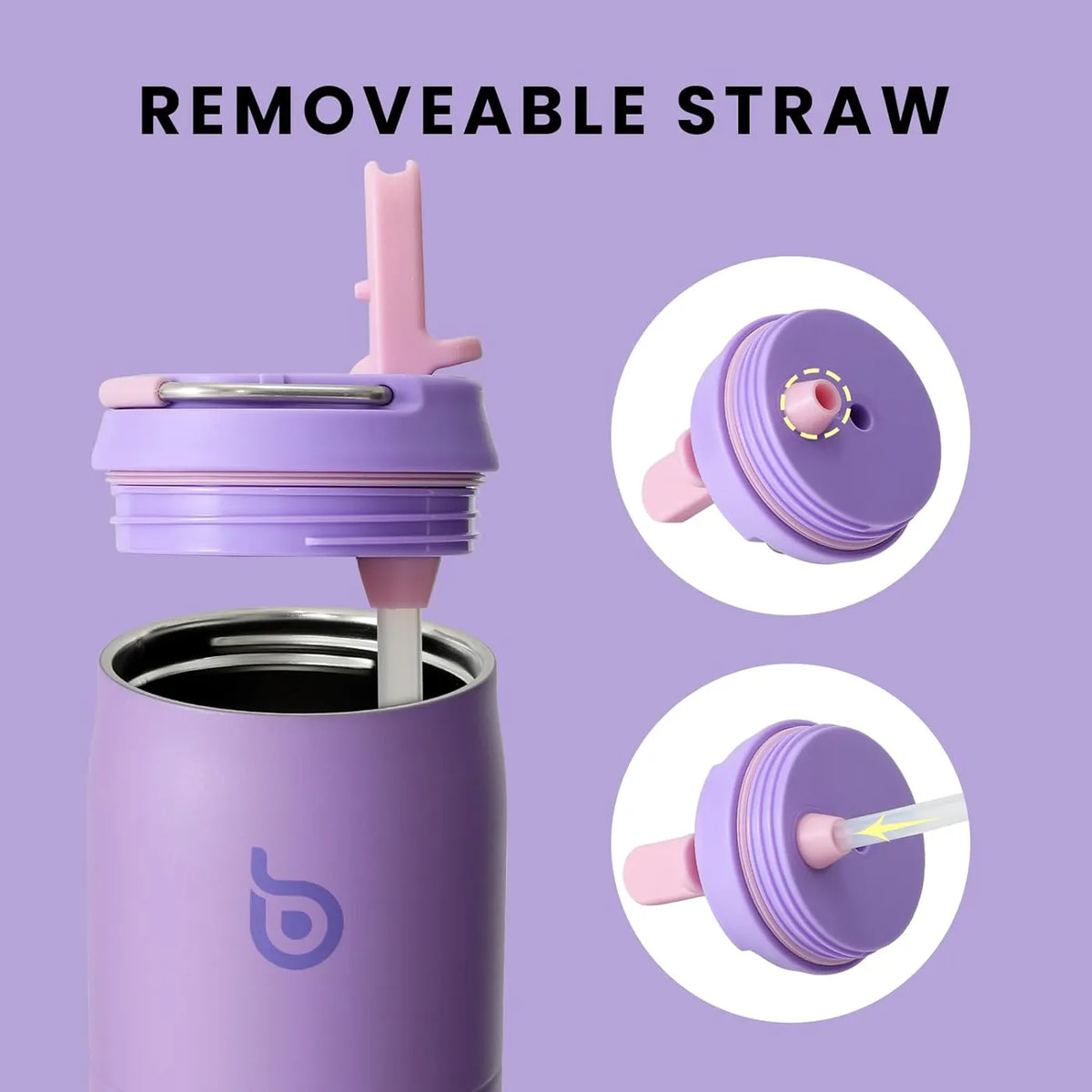 Bottle Bottle Thermosfles met Rietjesdop - Paars - 946 ml - 9,1 x 29 cm