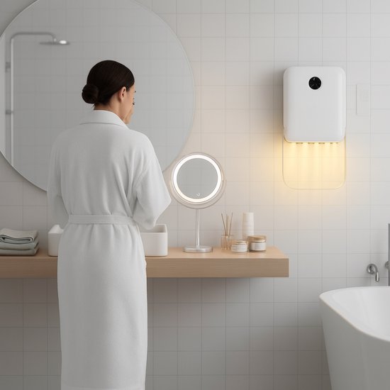 alpina Badkamer Verwarming Elektrisch 750/2000W - Elektrische Kachel 2 Warmtestanden en 24-uurs Timer - Kachel IP22 Spatwaterdicht - met Afstandsbediening - Wandmontage