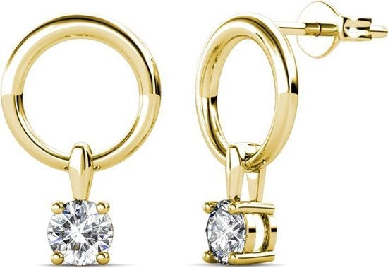 Yolora Oorhangers – Goudkleurig – 18K Verguld – Kristallen – Luxe Giftbox