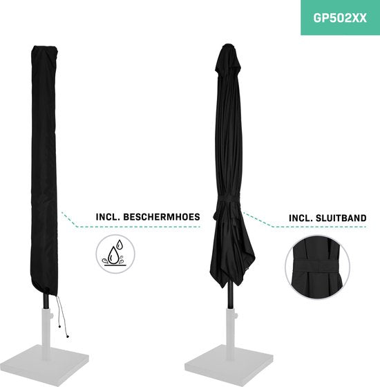 VONROC Stokparasol – Kantelbaar  – 280 x 280 x 245 cm – Zwart