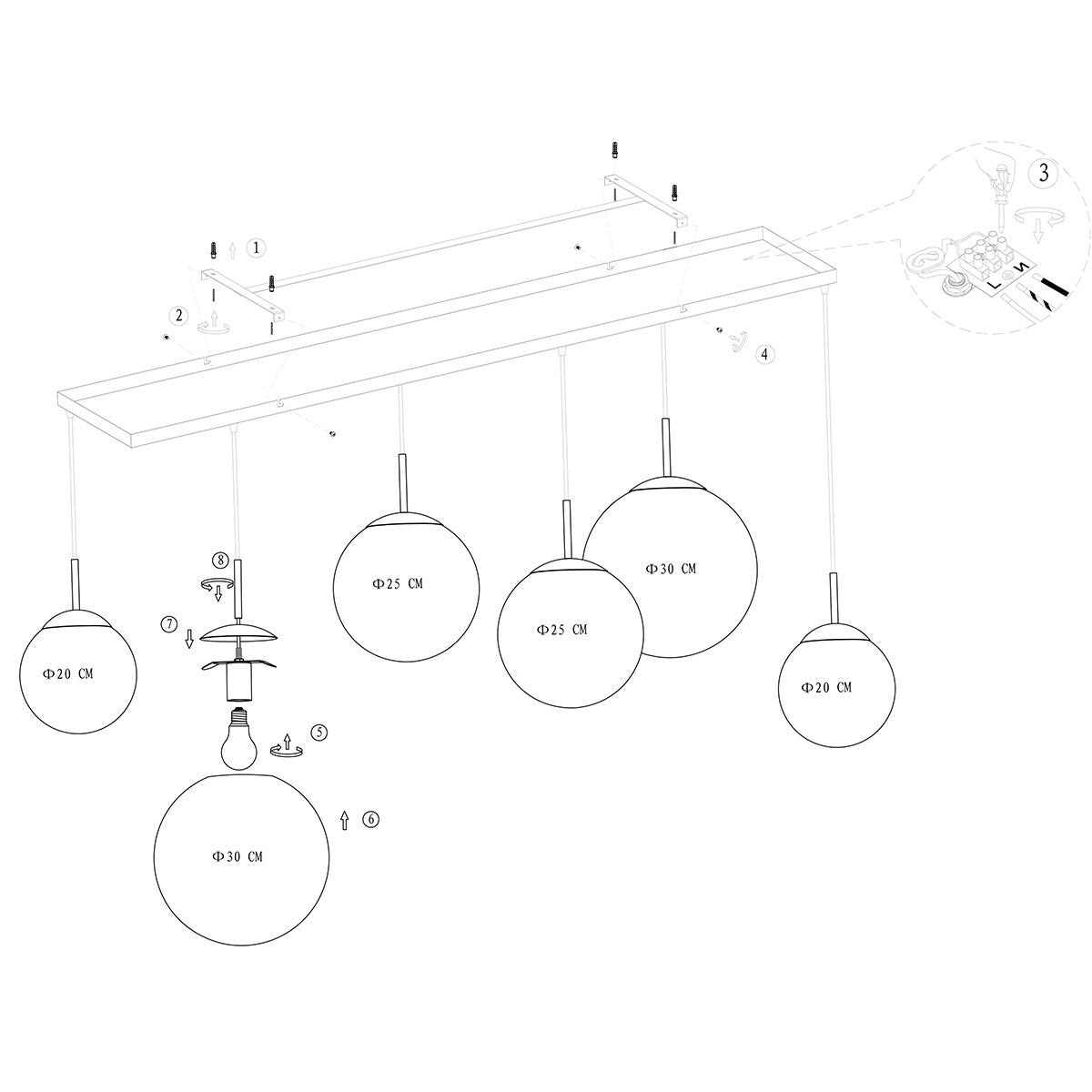 Steinhauer - hanglamp - Bollique LED - zwart - glas metaal - design lamp - E27 - 3499ZW
