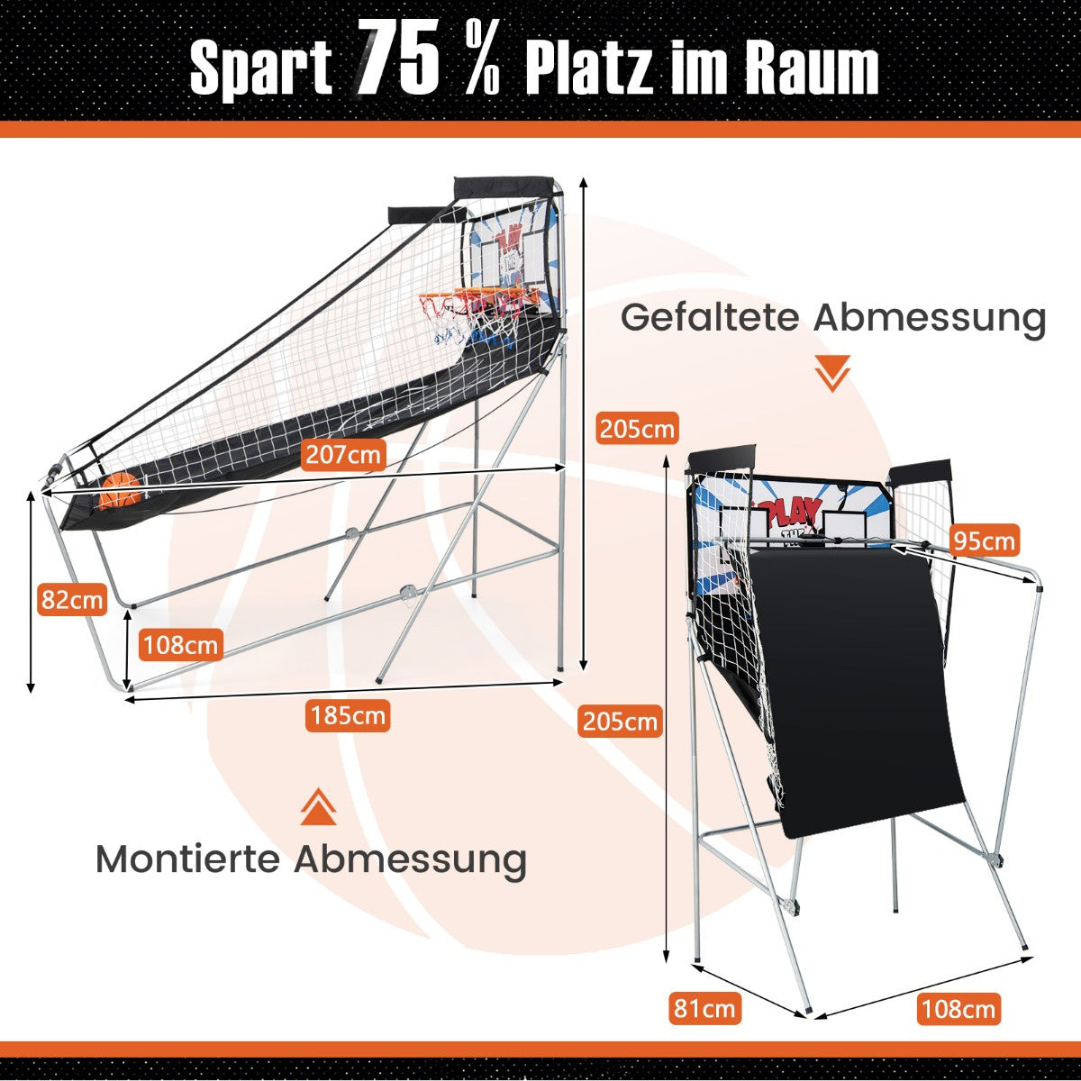 Coast Opvouwbare Basketbalmachine - Met 2 Ringen - Wit