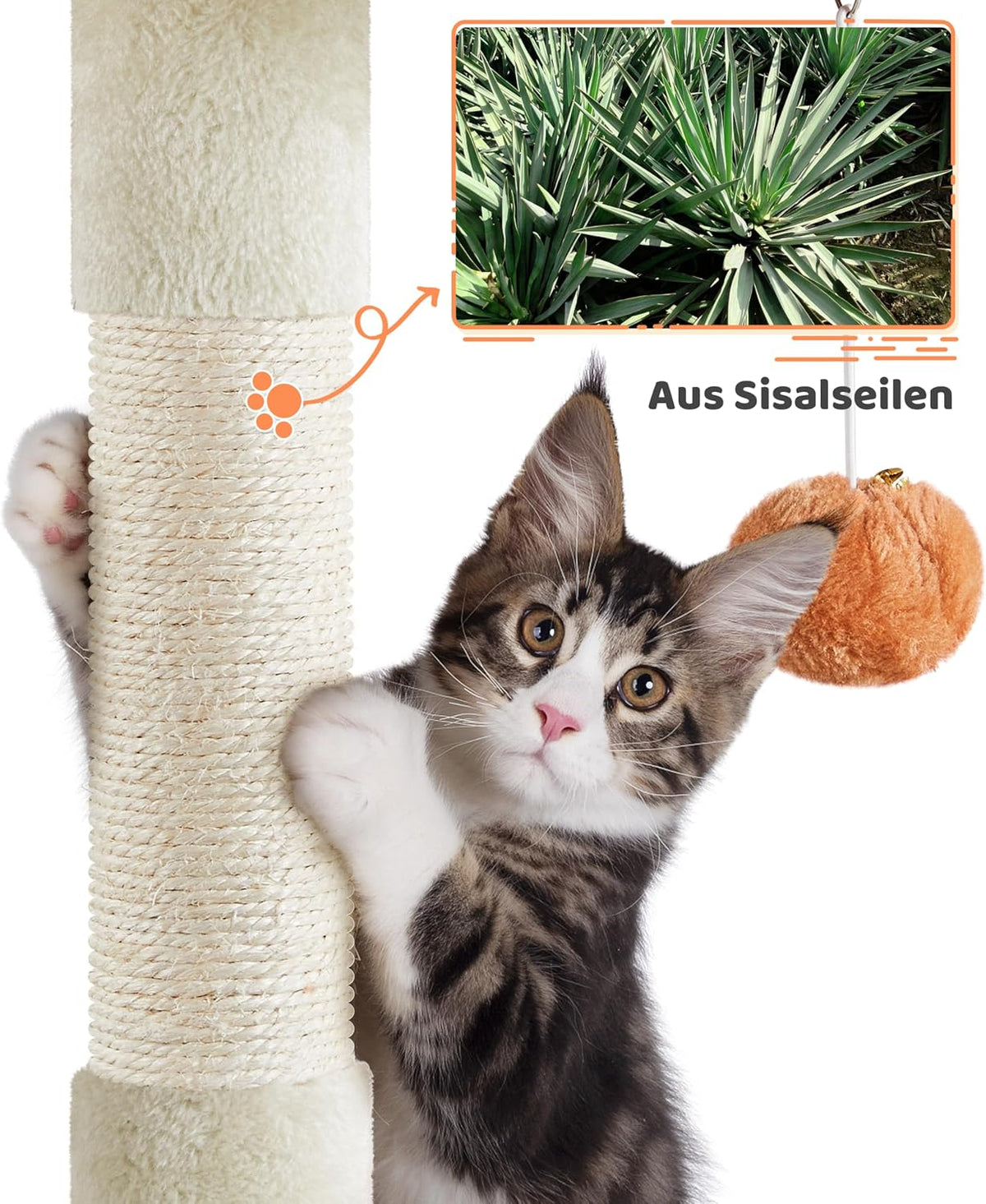 Yaheetech Krabpaal met pootdesign en kattenhuisjes - 59,5 x 55,5 x 164 cm - Beige/groen
