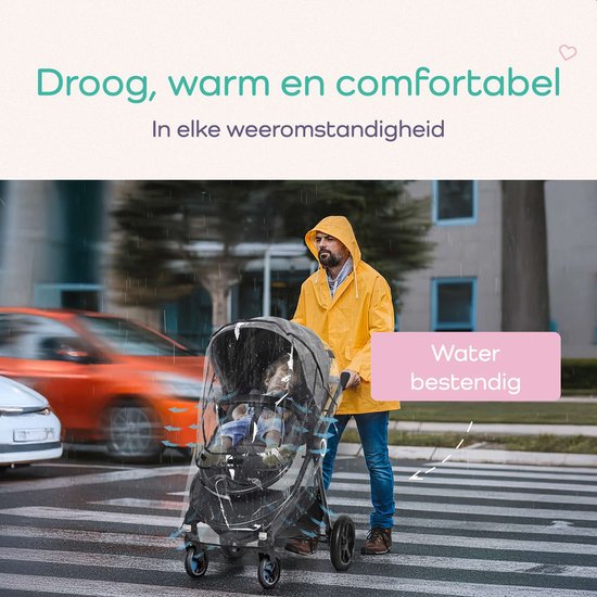Qwali Regenhoes Kinderwagen Universeel - Wandelwagen - Regenhoes Buggy - Kinderwagen Accessoires