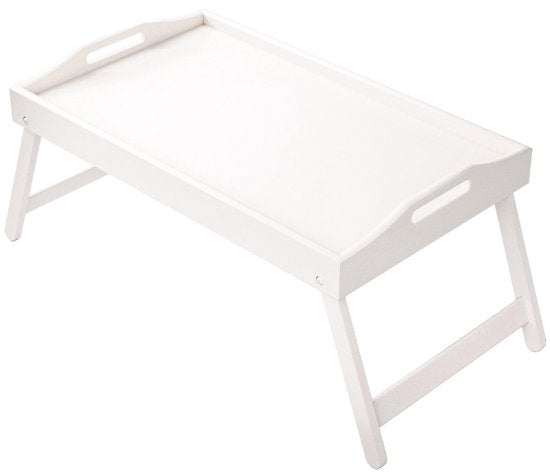 Ceruzo Ontbijt op Bed Dienblad – Inklapbare Bamboe Bedtafel 50x30 cm – Wit