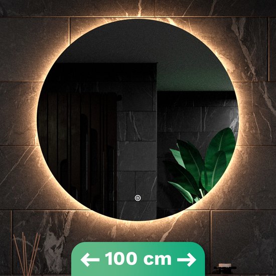 Mirlux Badkamerspiegel met LED Verlichting & Verwarming – Wandspiegel Rond – Anti Condens Douchespiegel - 100CM