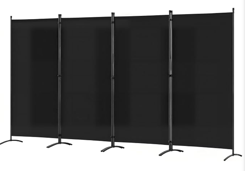 Angel Living Kamerscherm met Wielen 4-Panelen - Zwart - 324 x 180 cm - Opvouwbaar