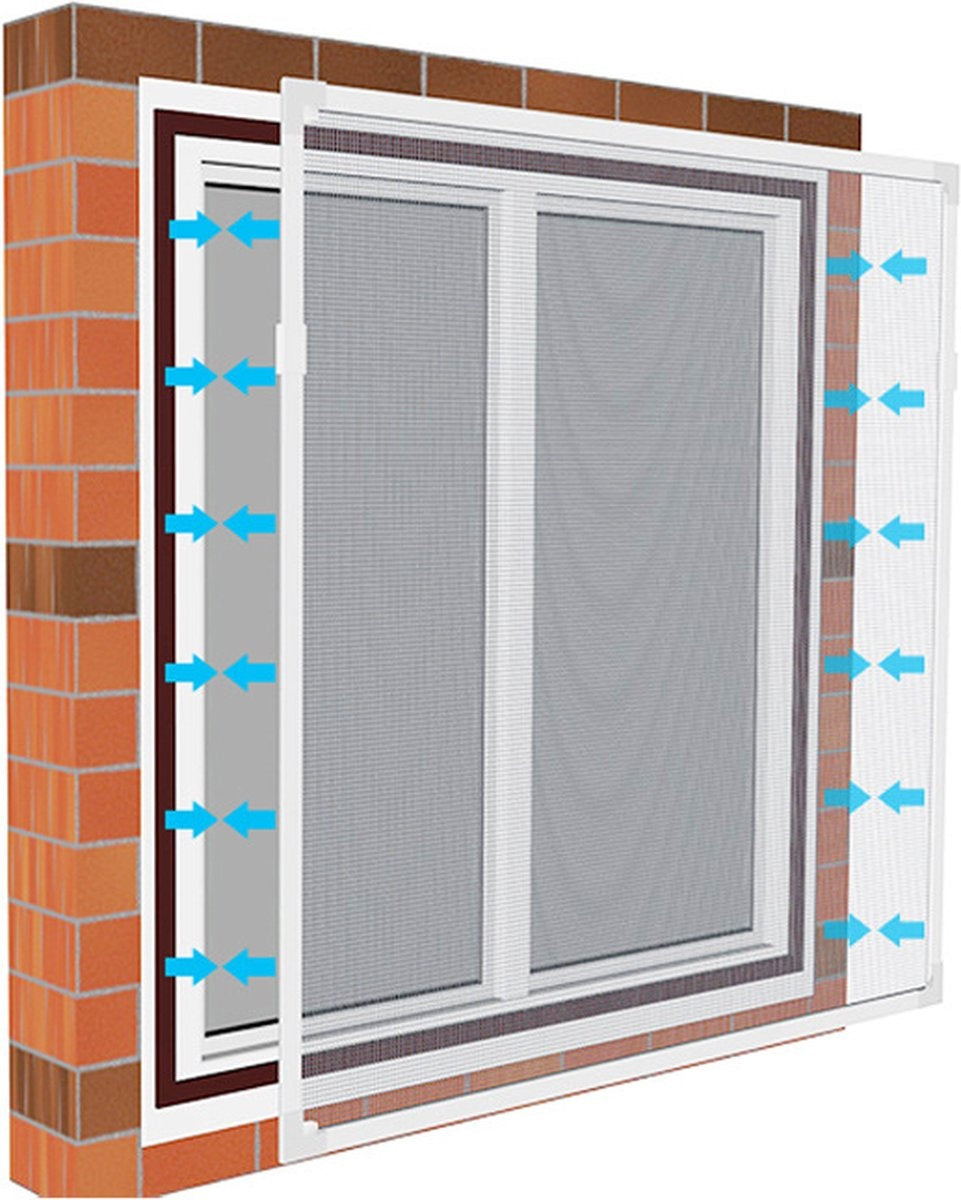 O'DADDY® Magnetische Raamhor - 130x150 cm - Aanpasbaar Vliegengaas - Eenvoudig Installatieproces - Horrengaas - Witte Rand met Zwart Gaas