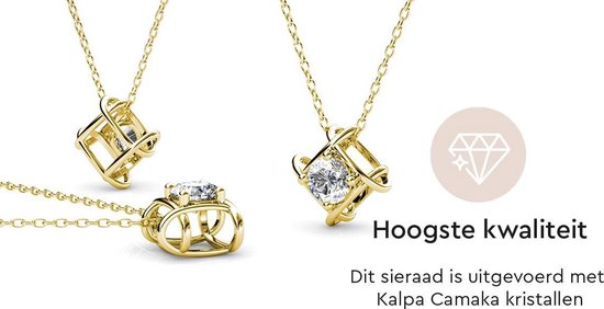 Yolora Dames Ketting met Hanger - Kalpa Camaka Kristal - Goudkleurig - 18K Geelgoud Verguld - Vrouwen Collier Goud - Sieraden - Luxe Giftbox - Geschenkdoos - Cadeau doos - Exclusieve Geschenkverpakking - Mooie Cadeauverpakking
