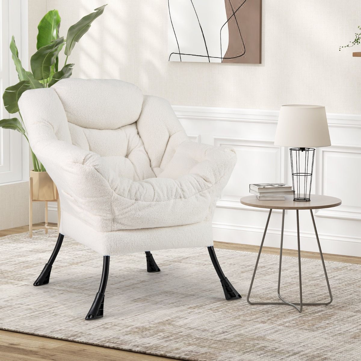 Coast Relaxfauteuil - Gestoffeerde loungestoel met hoofdkussen - Opbergvak - Beige