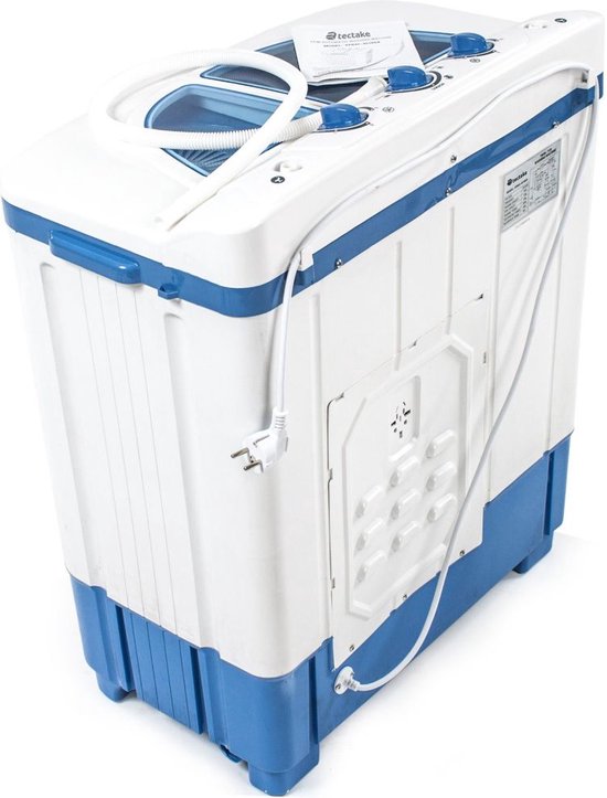 TecTake 400777 Was-droogcombinatie Vrijstaand Bovenbelading Blauw, Wit