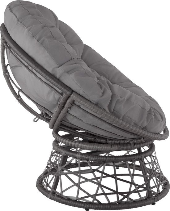 tectake® - Wicker papasan fauteuil Gargano - grijs - 403553 - poly-rattan