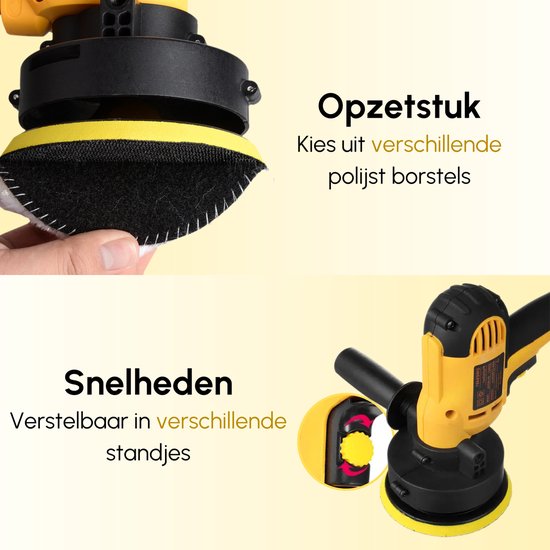 Gtrise Polijstmachine - Poetsmachine Auto - 6 Polijstschijven - 1400W Krachtig - Polier