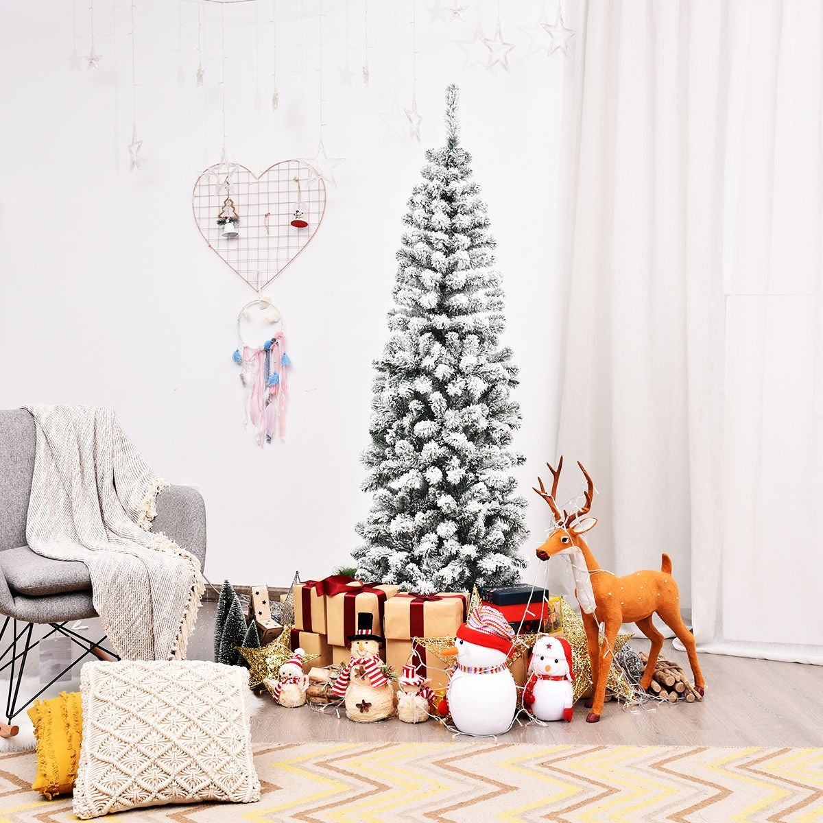 Coast Potlood Kerstboom Met Sneeuw - Met Metalen Voet - 180 cm