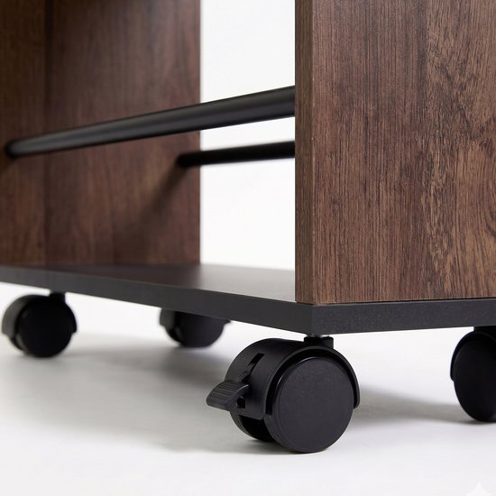 Keukentrolley op wieltjes - 80 x 15 x 45 cm - smal - zwart-bruin