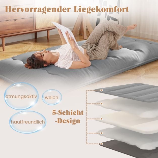 Coast Japanse Futonmatras – Oprolbaar Tatami Matras met Wasbare Hoes en Draagtas – 90/140 x 200 x 10 cm