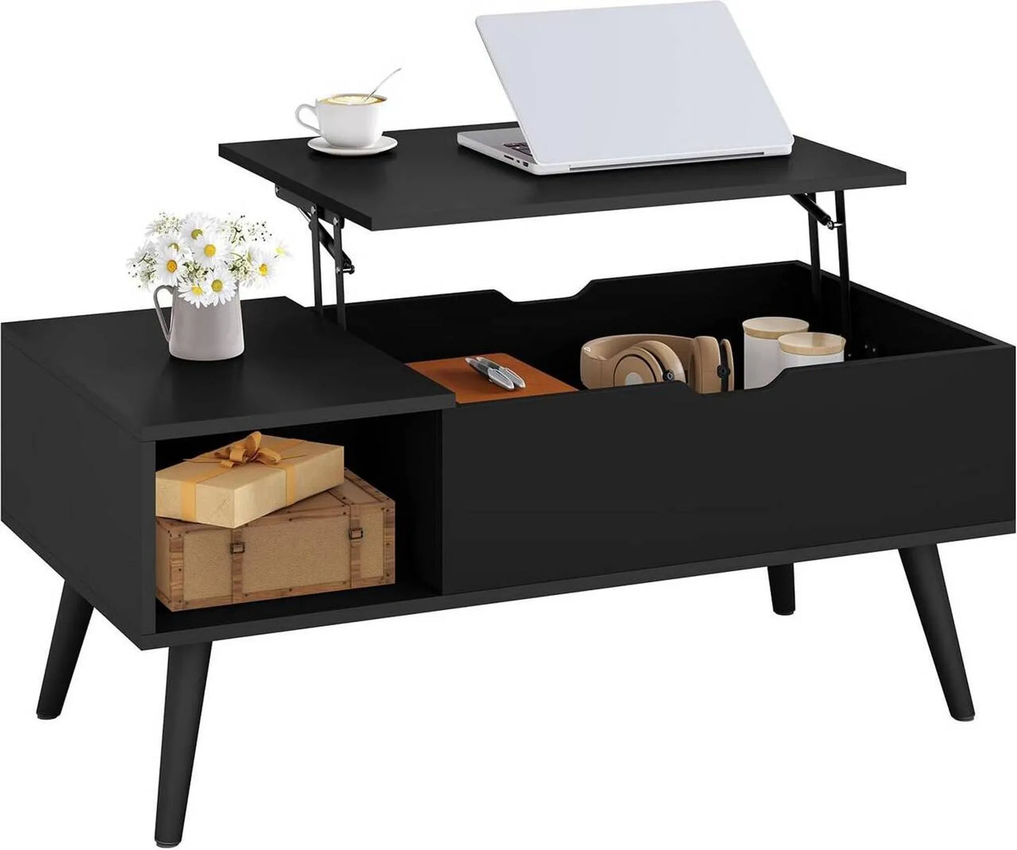 Woltu Salontafel in Hoogte verstelbaar - 100 x 57 x 50 cm - Zwart