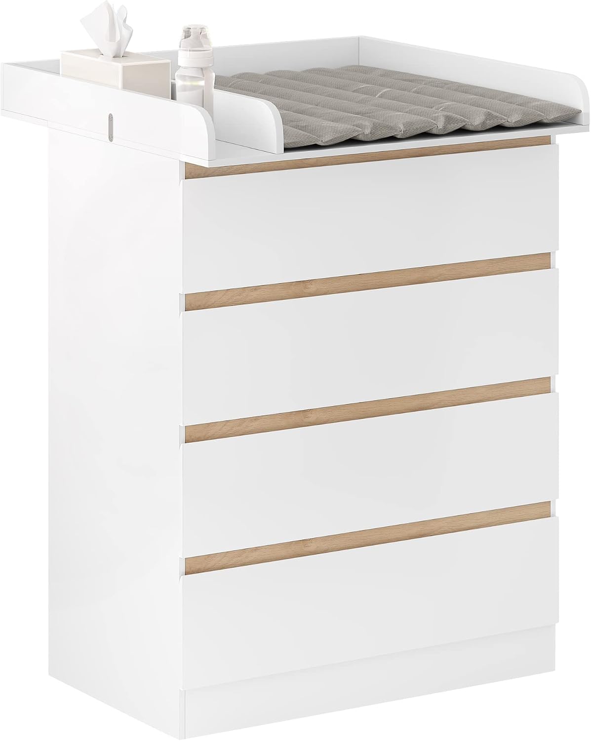 WOLTU Babycommode met Afneembaar Verschoonblad – 4 Lades – FSC-gecertificeerd Hout – Wit