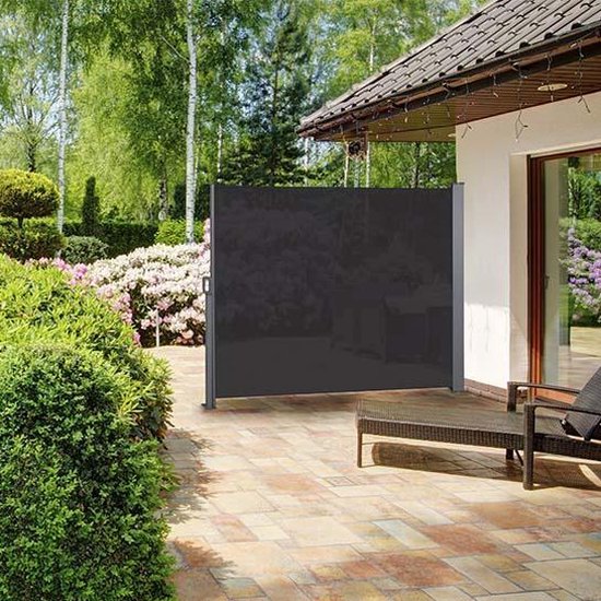 909 Outdoor - Uitschuifbaar Zonne- / Windscherm - Zwart - 170 x 300 cm - Roll-back Functie - Polyester - Weerbestendig - Uv-bestendig