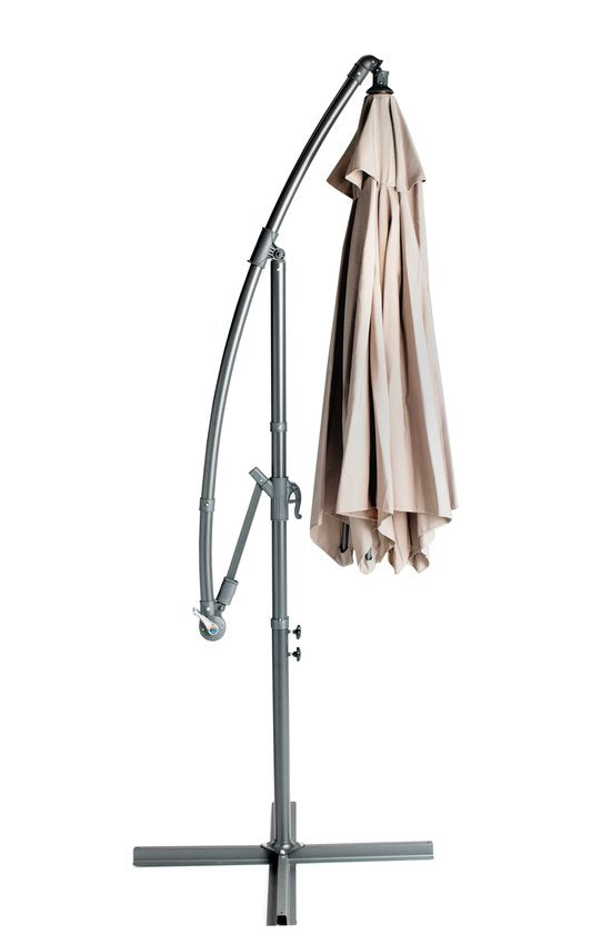 Nexxt Banana Parasol 3 Meter - Zweefparasol met Hoes en Stalen Kruisvoet - Taupe
