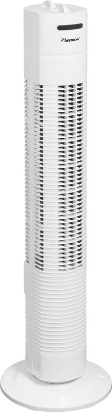 Bestron Torenventilator, Ventilator met 3 snelheidsstanden & 75° graden draaifunctie, incl. Timer, hoogte: 78 cm, 35W, AFT760W, kleur: wit