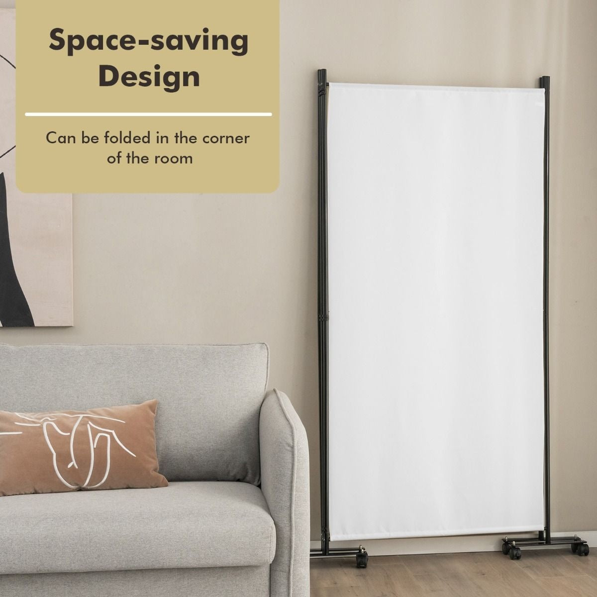 Inwendig Kamerscherm met 3 Uitneembare Vouwpanelen 262x180cm Scheidingswand met 8 Wielen Frame van Polyestervezelijzer
