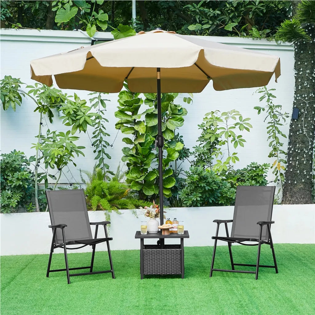 Yaheetech Tuinstoelen Set van 2 – Zwart – Opvouwbare Hoge Rug Stoelen 54 × 57 × 93,5 cm – Belastbaar tot 150 kg