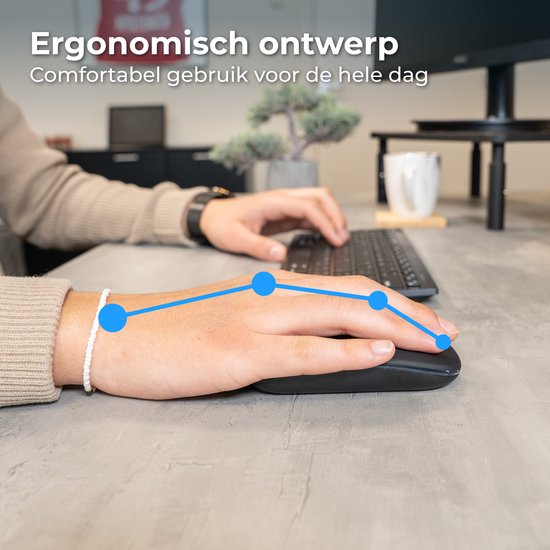 Nuvance Draadloze Muis - Bluetooth - Stil - Laptop & Gaming - Draadloos - Computermuis - Links & Rechtshandig - Zwart