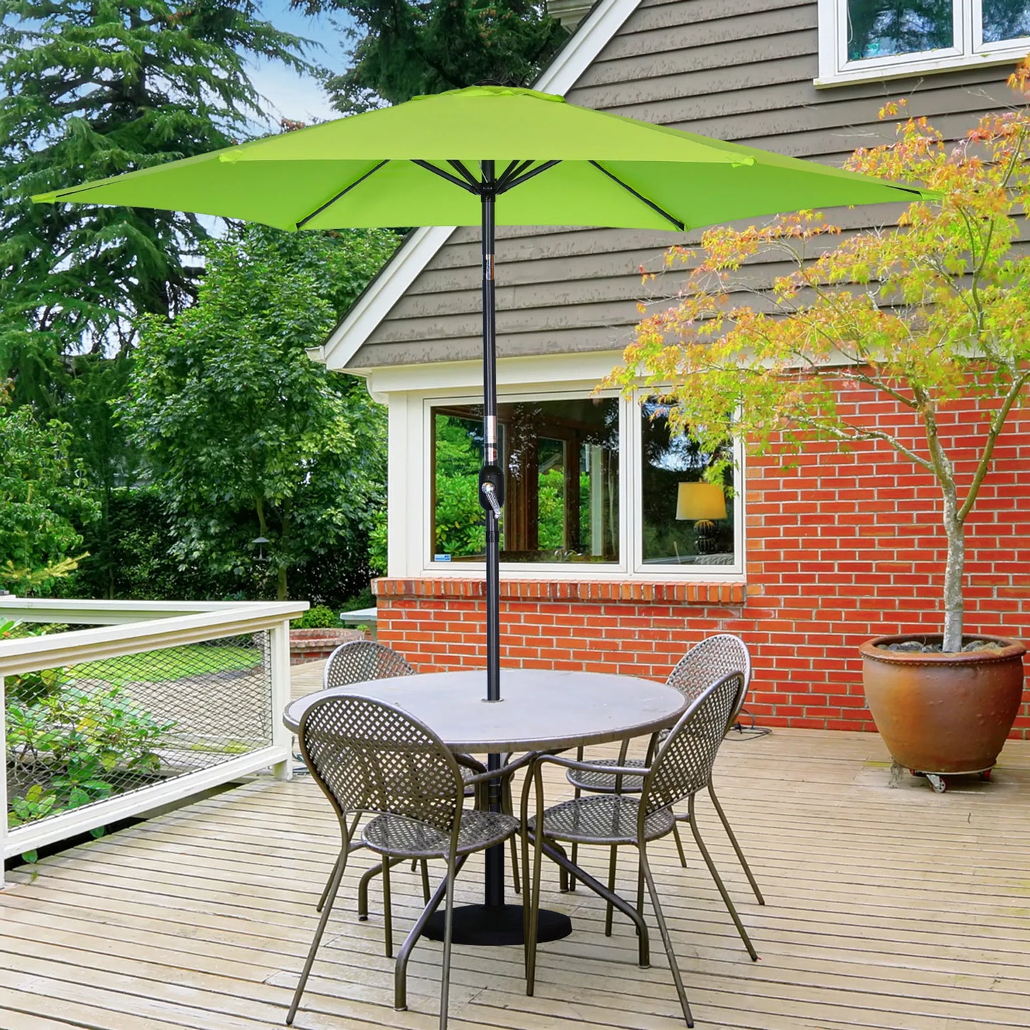 Angel Living parasol 300 cm - rond - Groen - aluminium frame - polyester doek 180 g/m2 - UV50+