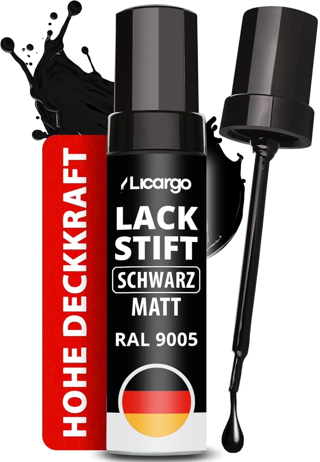 LICARGO Lackstift Mat Zwart 12 ml - Auto, Velgen, Fiets en Metaal