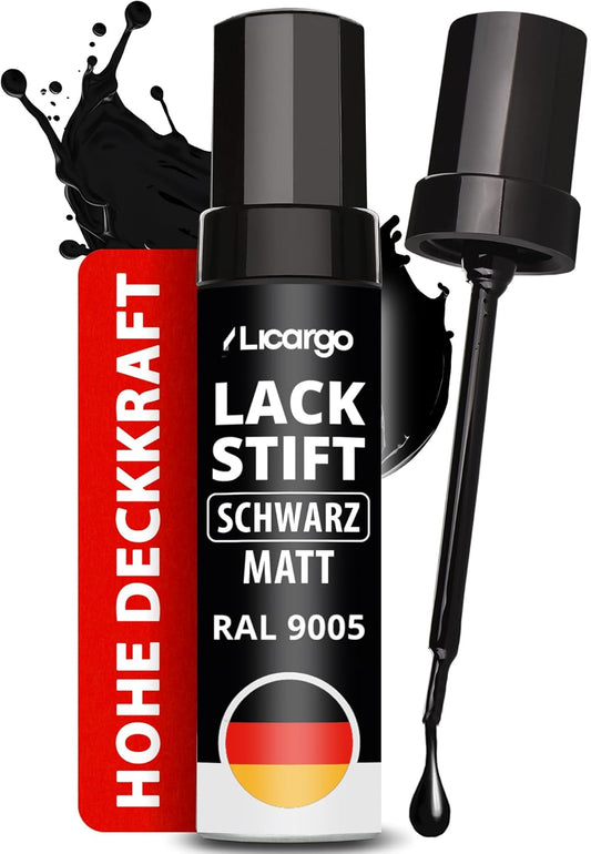 LICARGO Lackstift Mat Zwart 12 ml - Auto, Velgen, Fiets en Metaal