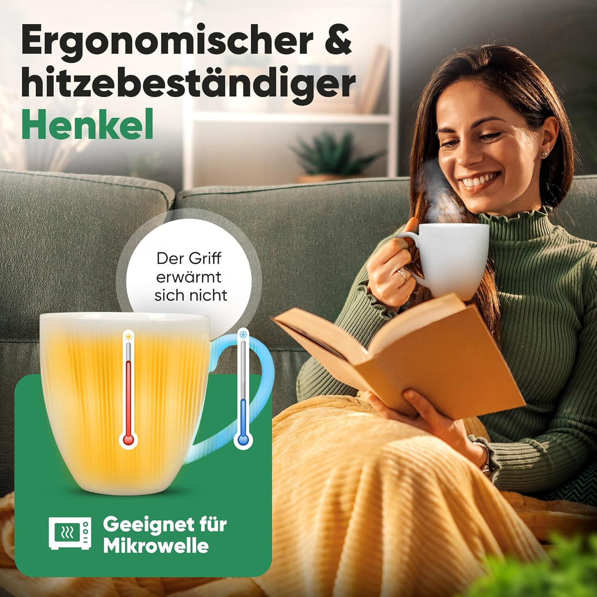 Neighbour's Friend Gepatenteerde theemok wit met zakjeshouder I Keramische mok groot 325ml I Theemok steengoed I Keramische mok voor thee I Vaatwasmachinebestendige theemokken I Modern design voor theedrinkers
